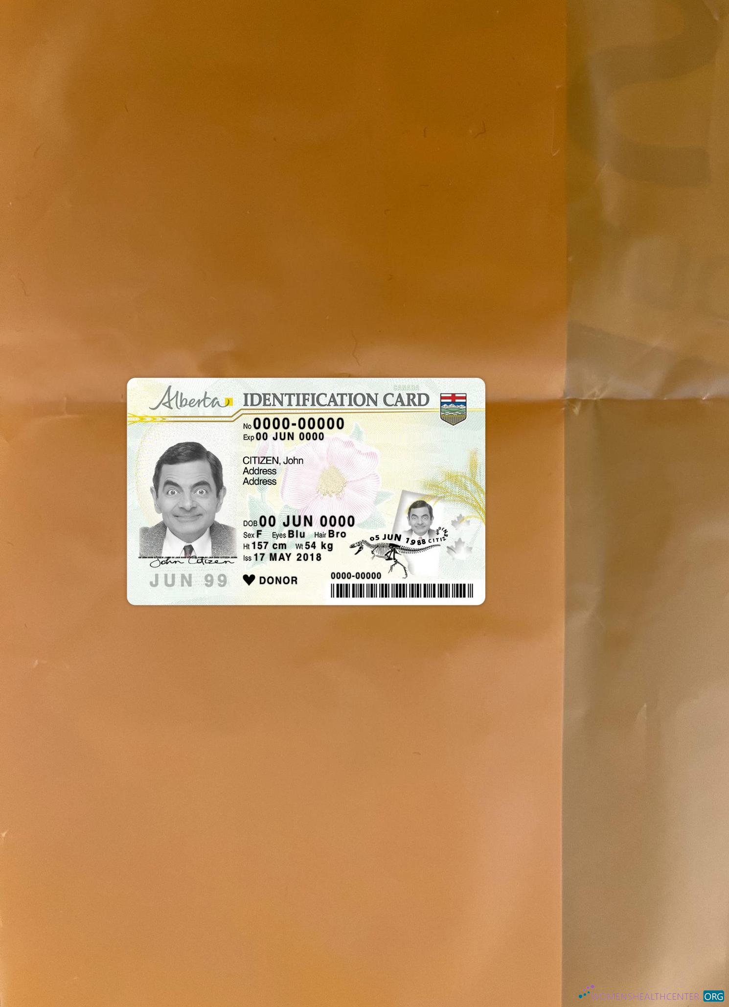 Download Canada Alberta ID card photolook front Photoshop template